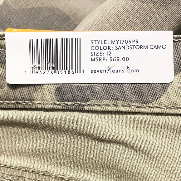 Seven7 Womens Utility Ankle Skinny Jeans Green Camo Size 12 Pockets Stretch - Picture 9 of 10